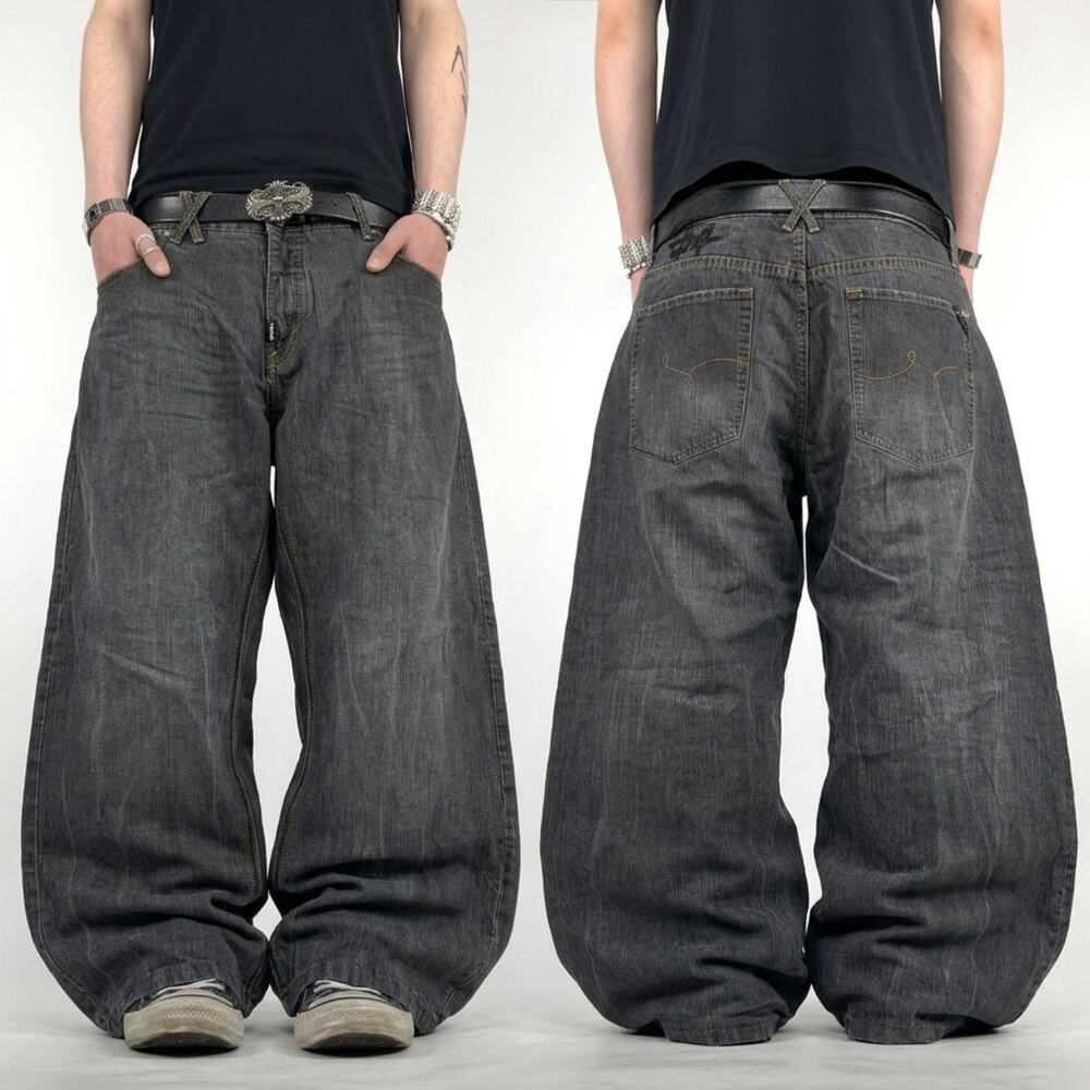 Vintage y2k grunge faded grey lrg archive baggy wide leg skater jeans